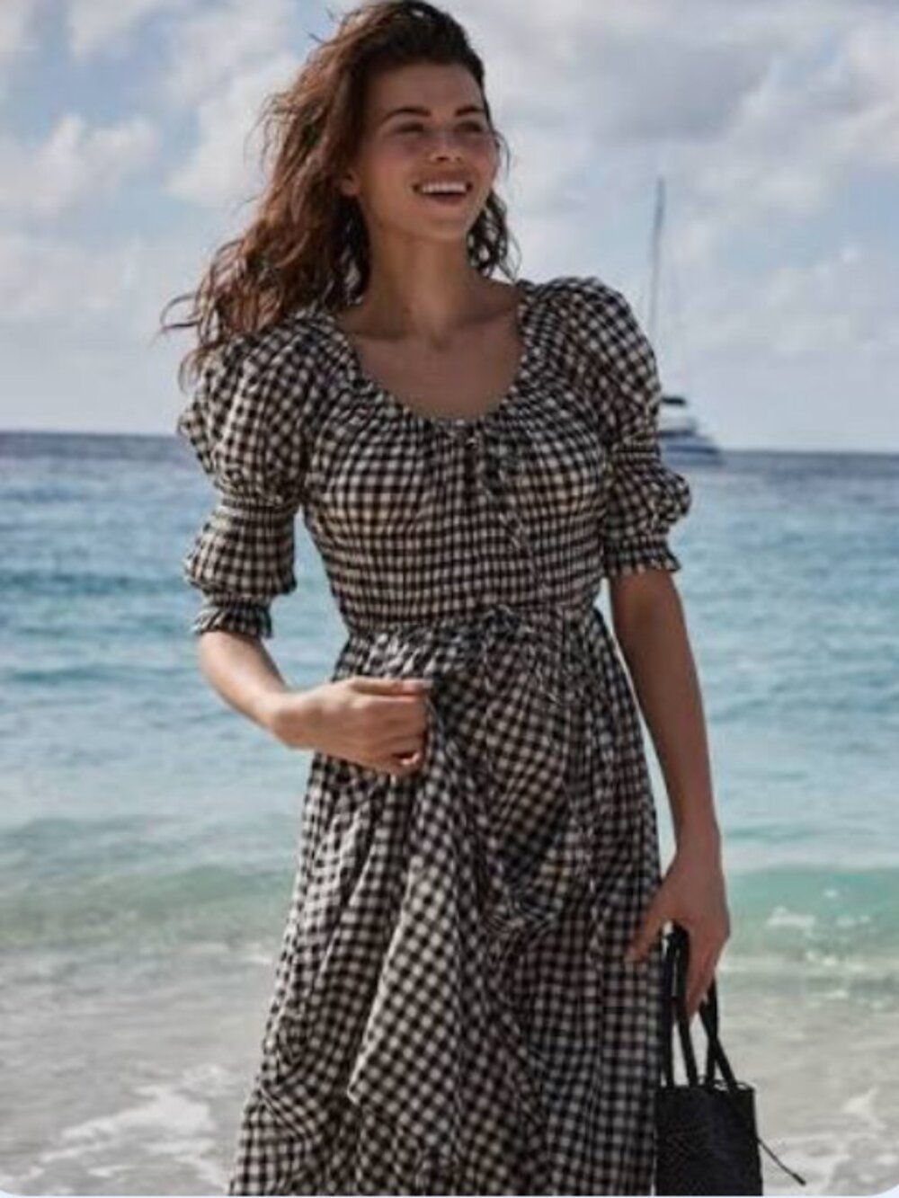 Doen gingham Ischia dress Noir Greta Gingham XS